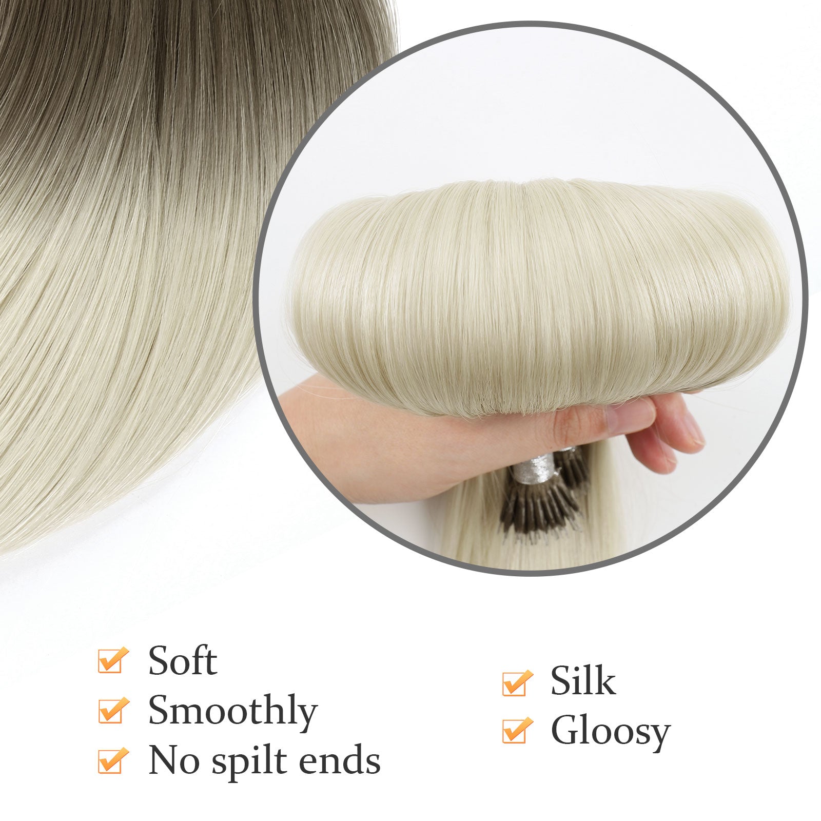 Virgin Nano Ring Hair Extensions Ombre T16A/60A#