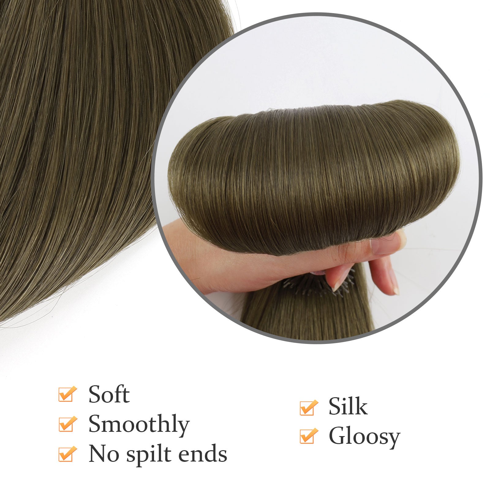 Virgin Nano Ring Hair Extensions 3# Medium Ash Brown