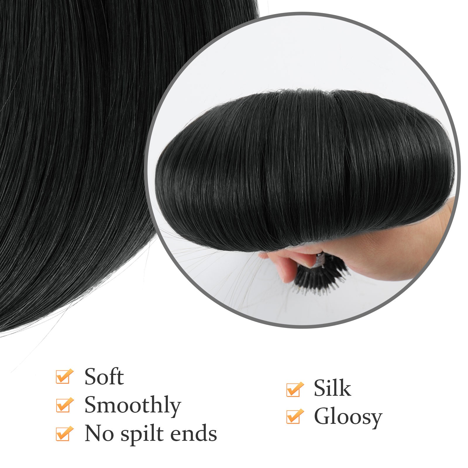 Virgin Nano Ring Hair Extensions 1# Jet Black