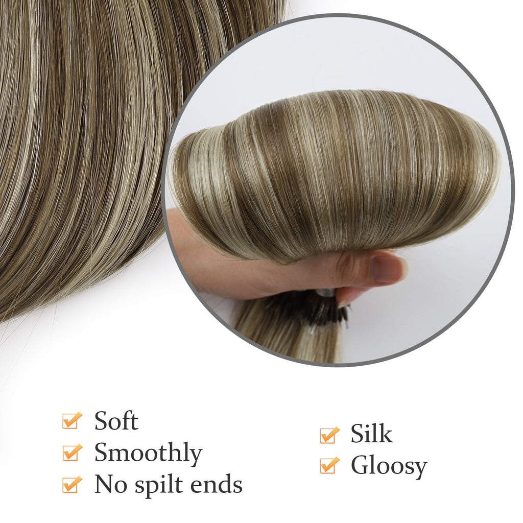 Virgin Nano Ring Hair Extensions Rooted Highlight R3-P3/60#