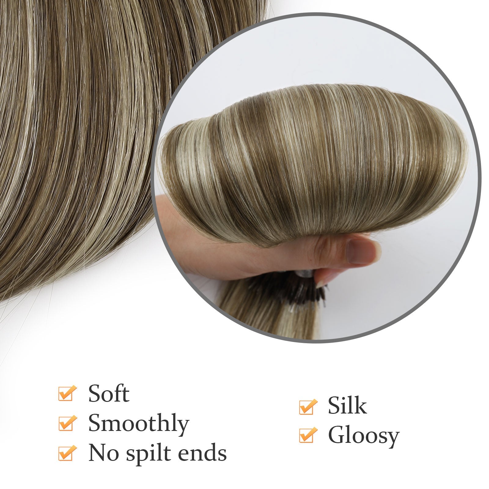 Virgin Nano Ring Hair Extensions Rooted Highlight R3-P3/60#