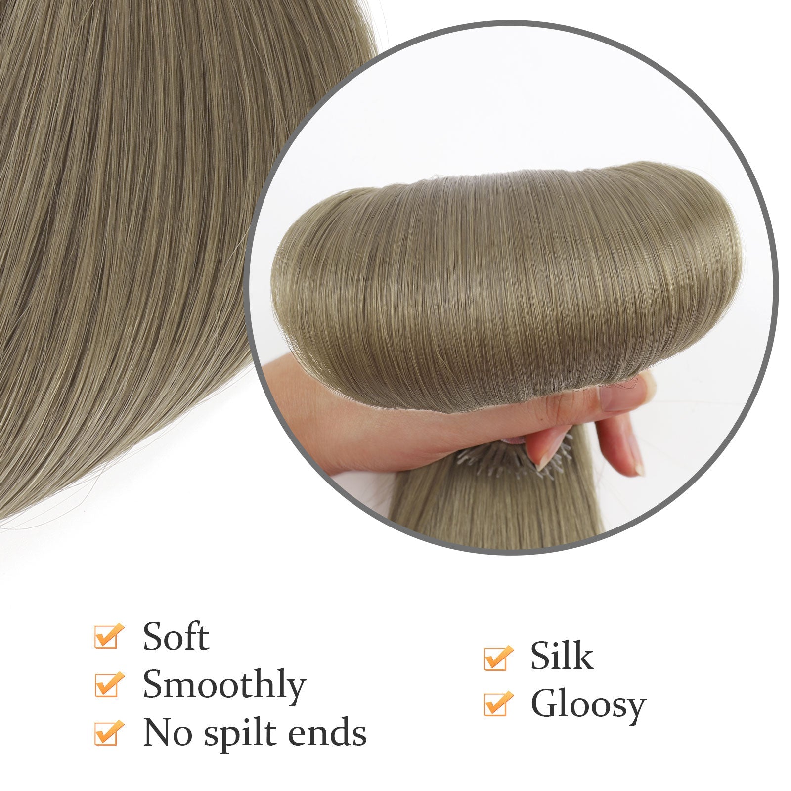 Virgin Nano Ring Hair Extensions 18A# Sandy Brown