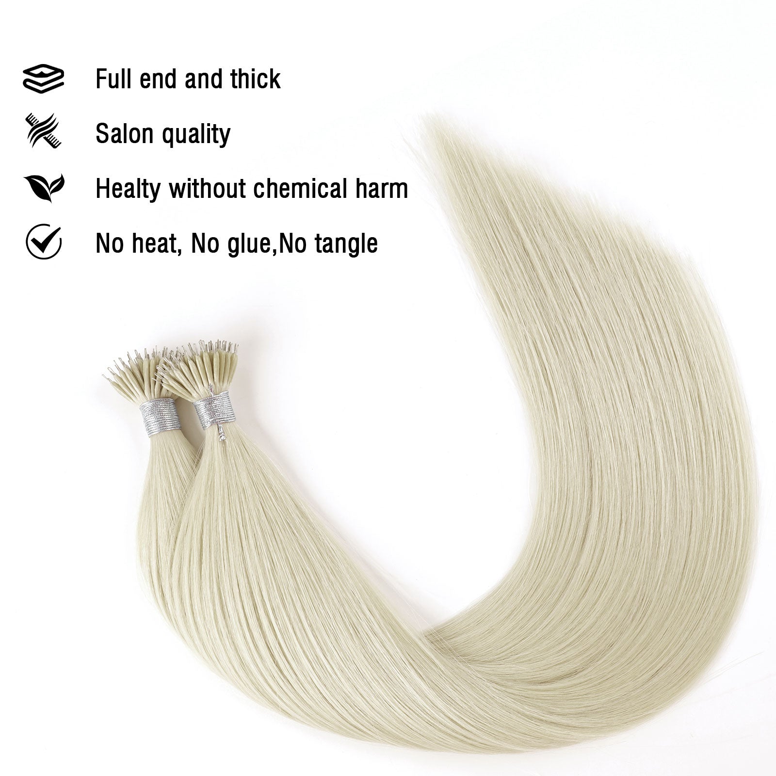 Virgin Nano Ring Hair Extensions 60# Light Blonde