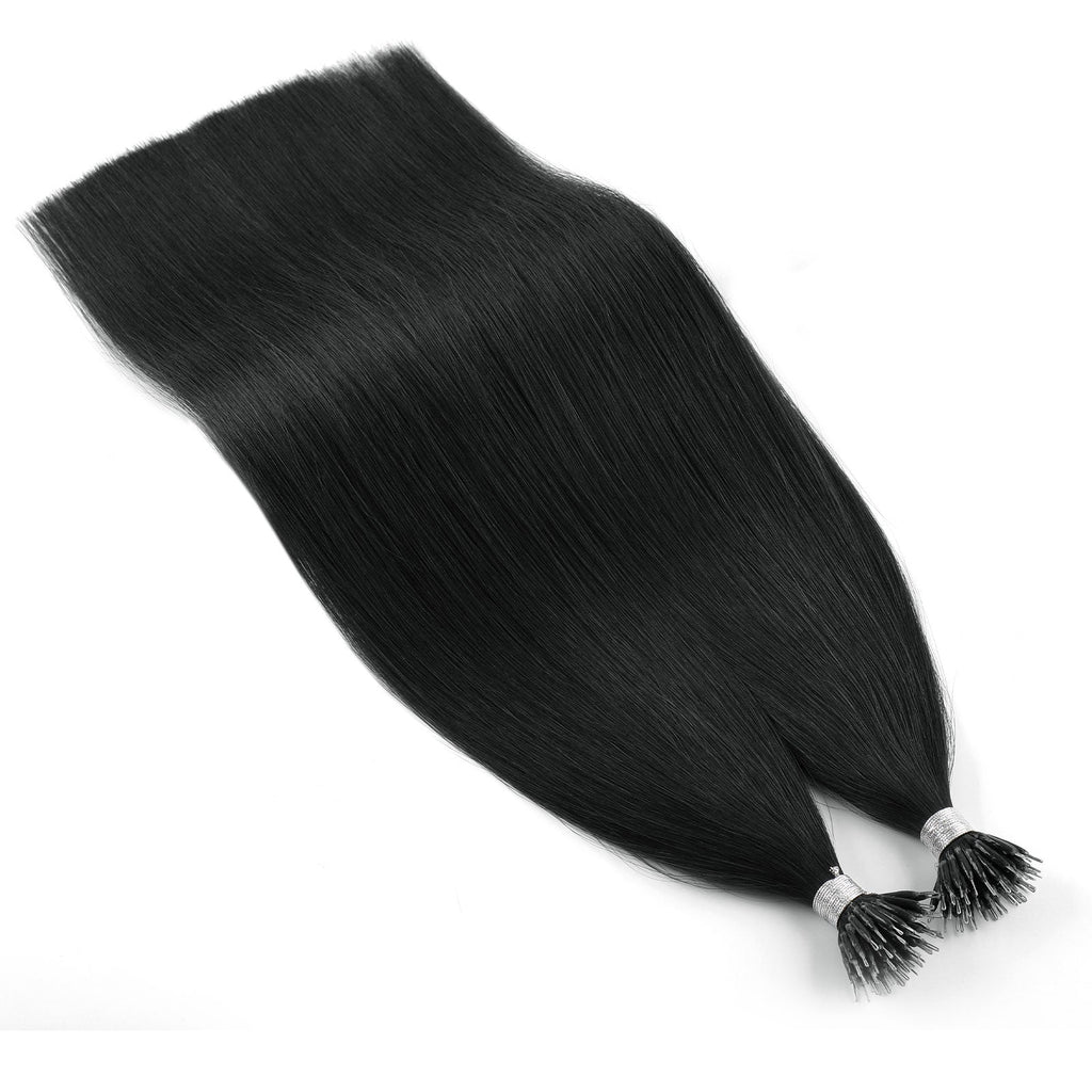 Virgin Nano Ring Hair Extensions 1# Jet Black