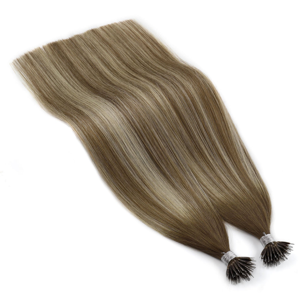 Virgin Nano Ring Hair Extensions Rooted Highlight R3-P3/60#