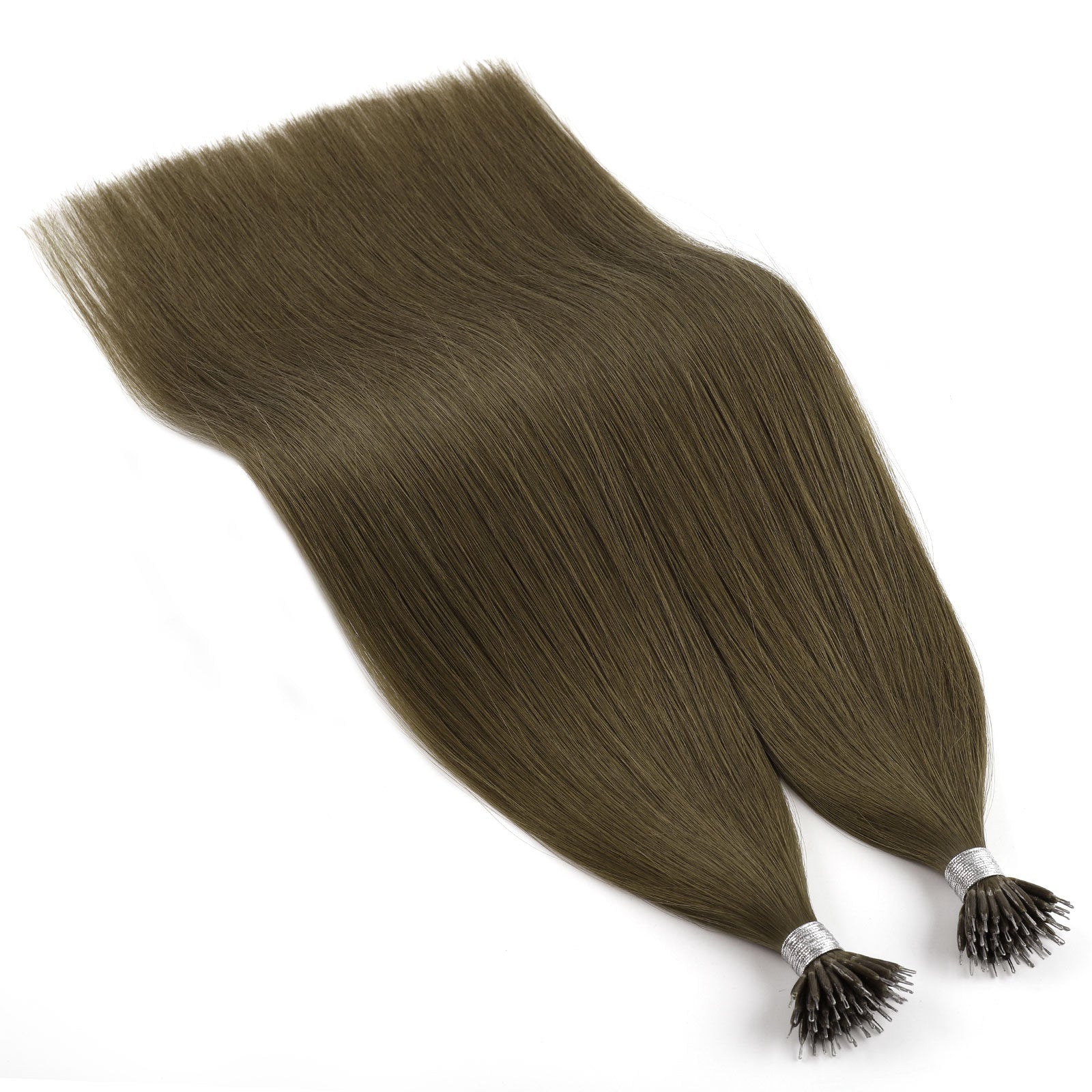 Virgin Nano Ring Hair Extensions 3# Medium Ash Brown