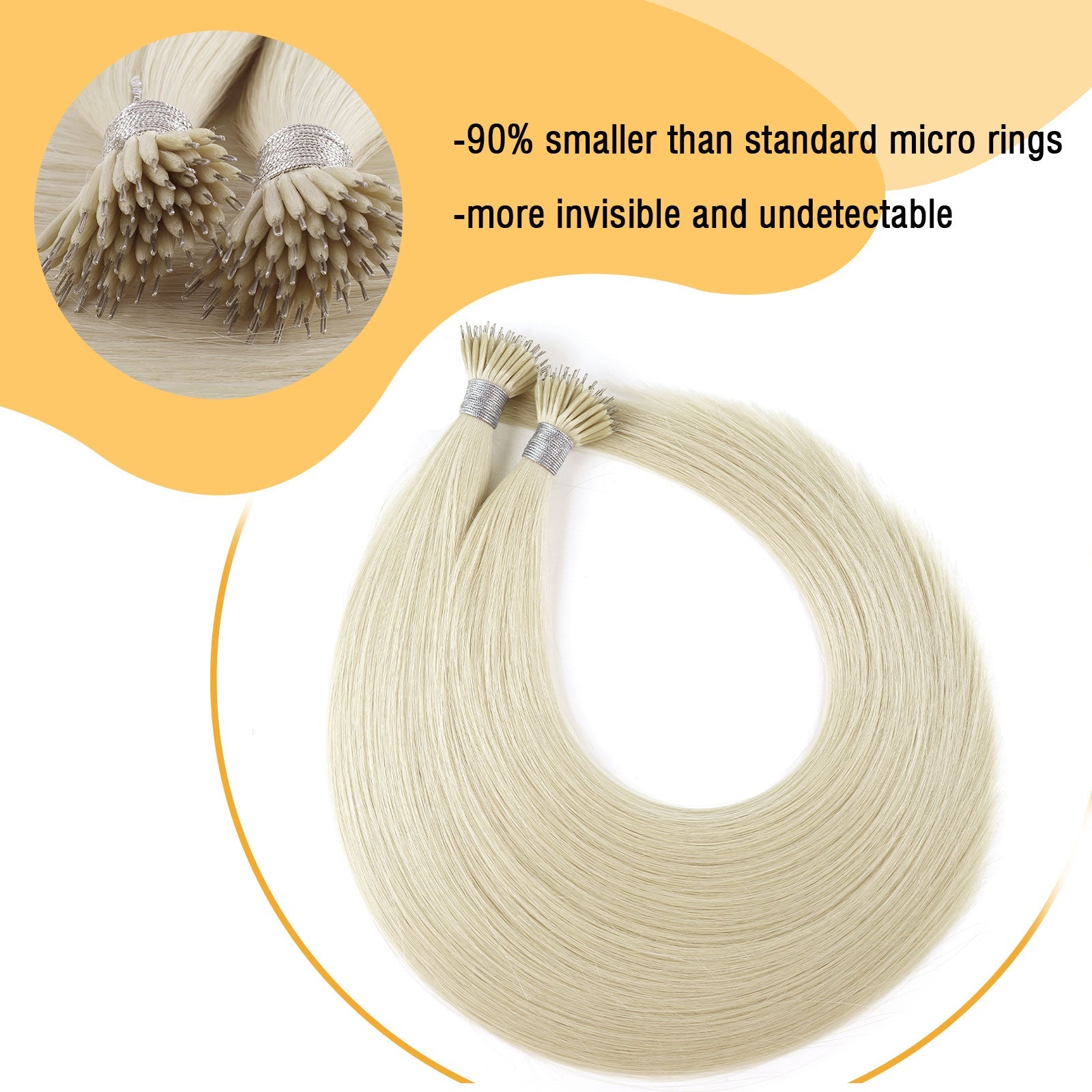 Virgin Nano Ring Hair Extensions 60# Light Blonde