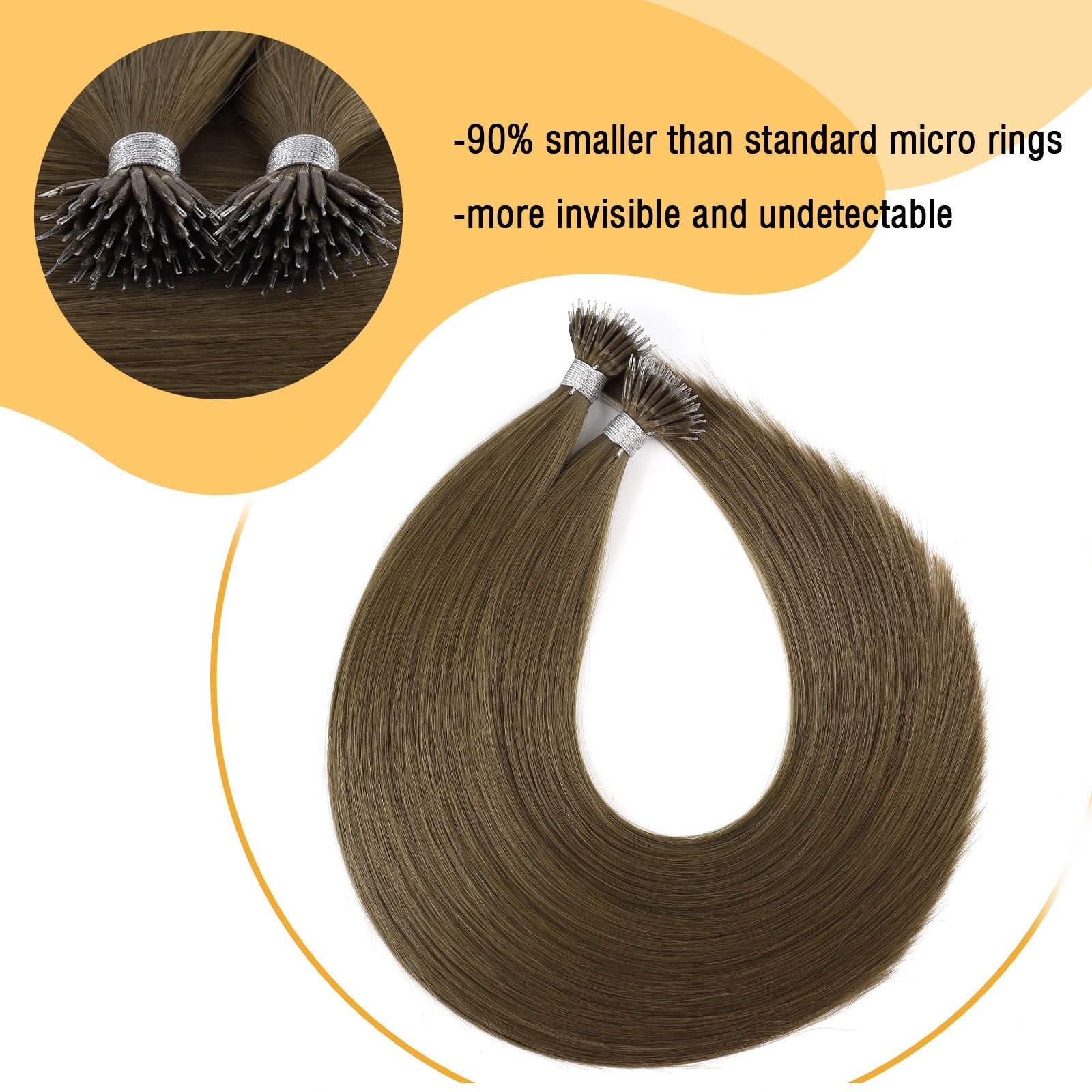 Virgin Nano Ring Hair Extensions 4# Warm Chestnut Brown