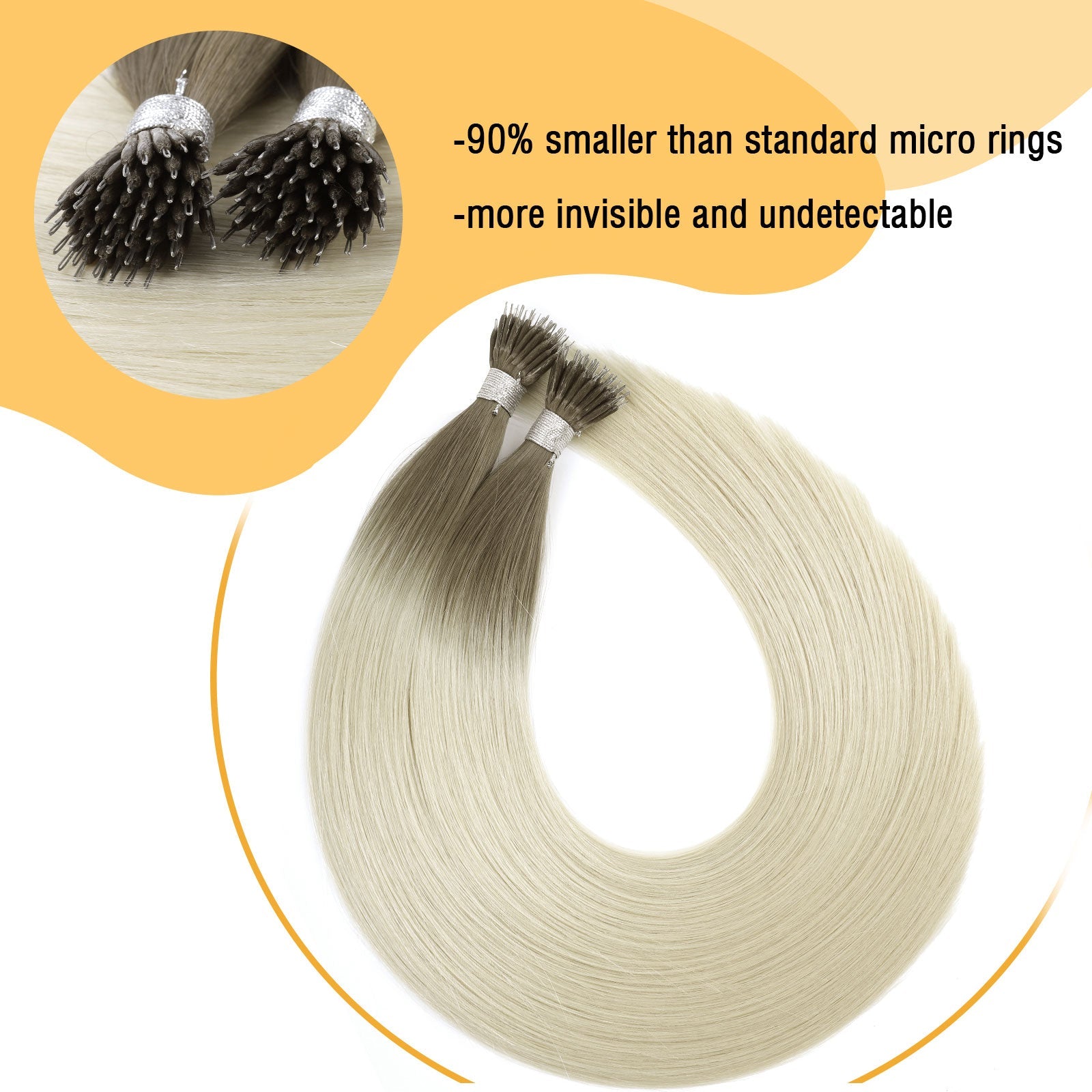 Virgin Nano Ring Hair Extensions Ombre T16A/60A#