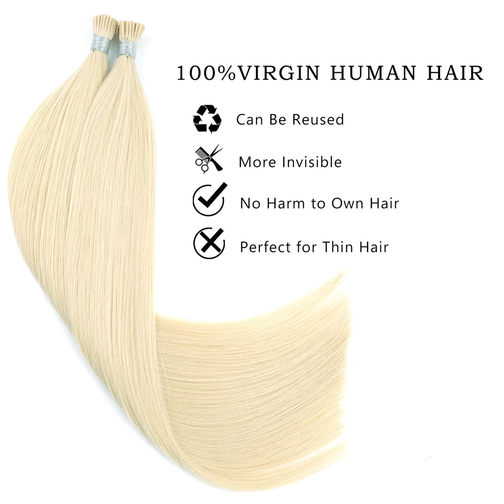 I Tip Hair Extensions Virgin Hair #613 Beach Blonde
