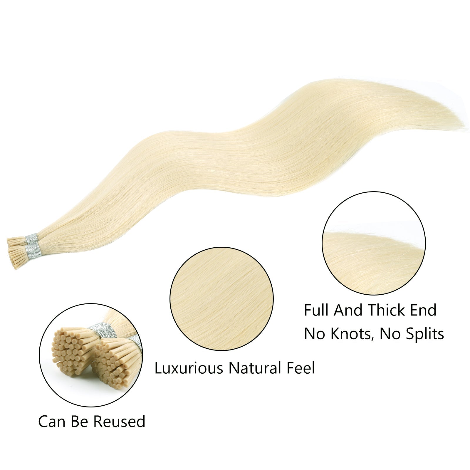 I Tip Hair Extensions Virgin Hair #613 Beach Blonde
