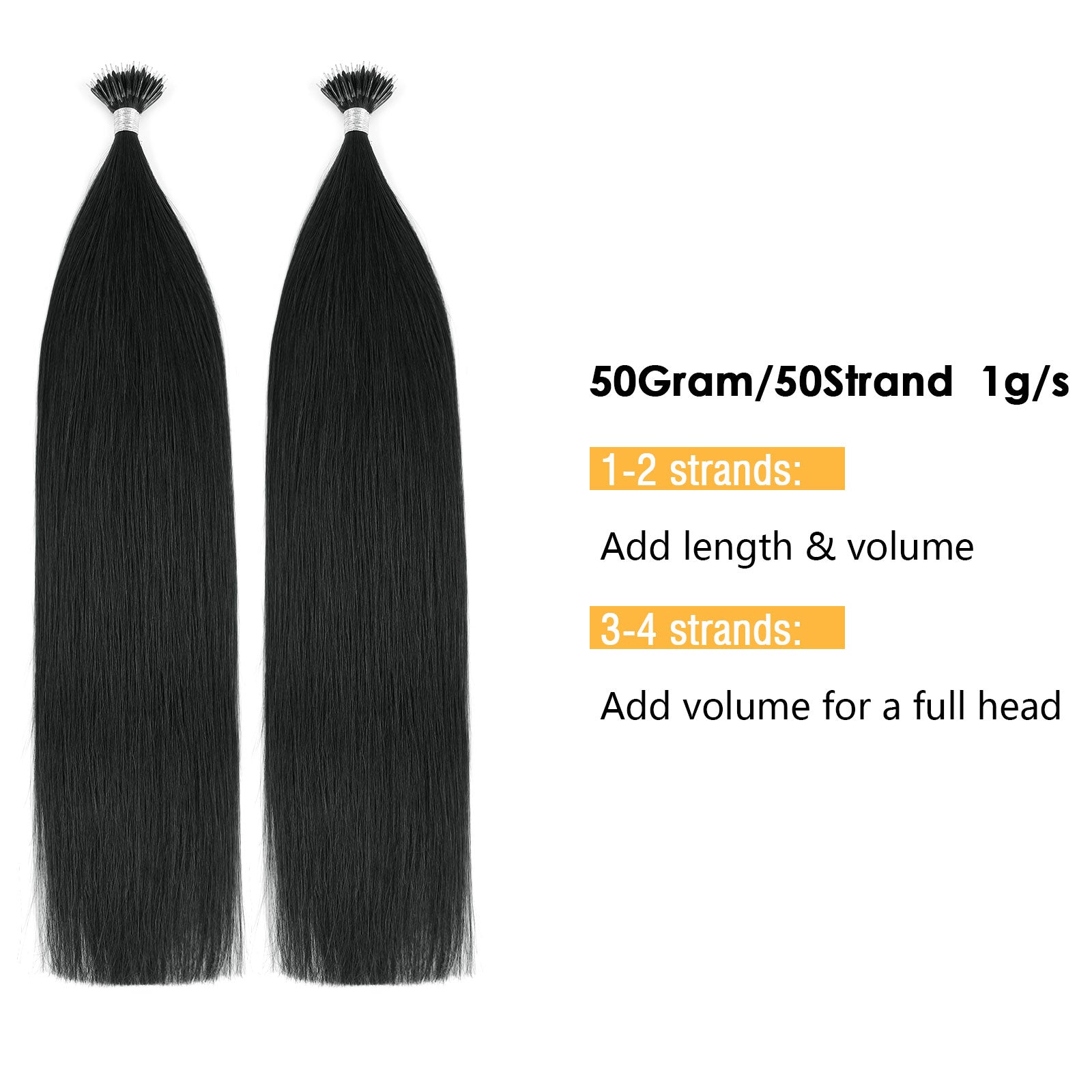 Virgin Nano Ring Hair Extensions 1# Jet Black