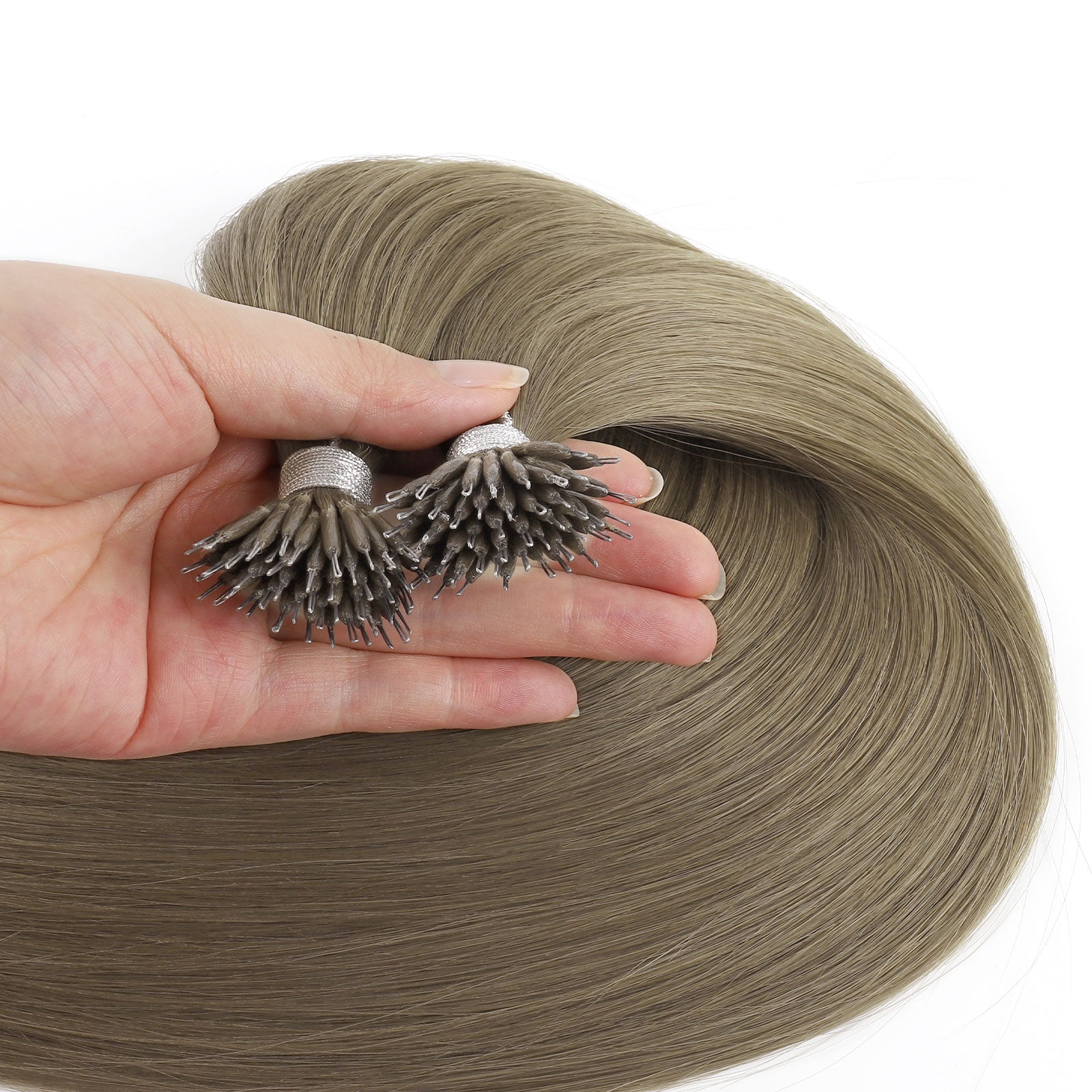 Virgin Nano Ring Hair Extensions 18A# Sandy Brown