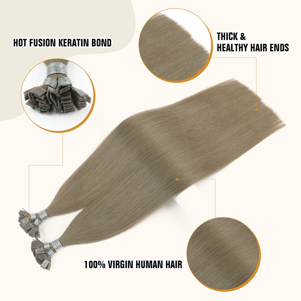 Keratin Bond Extensions Virgin Hair 18A# Sandy Brown