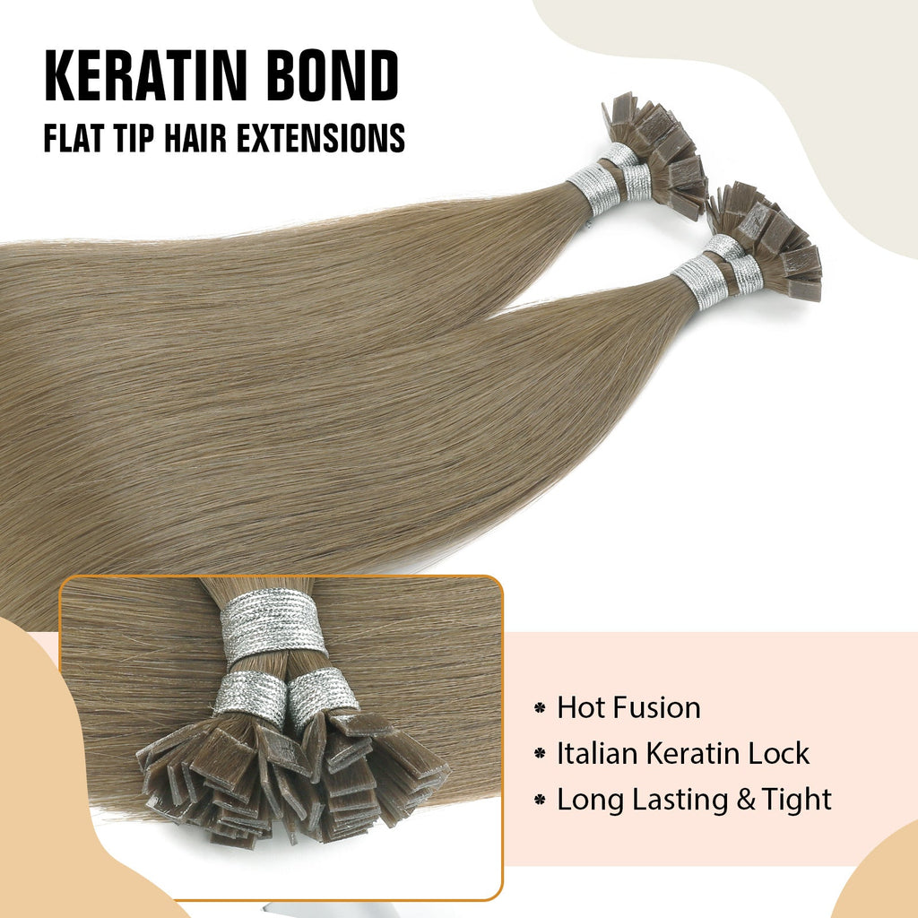 Keratin Bond Extensions Virgin Hair 18A# Sandy Brown