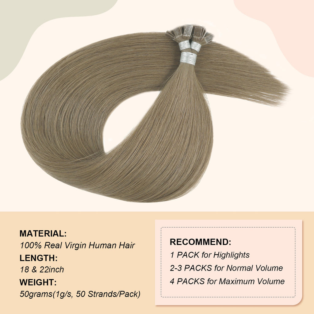 Keratin Bond Extensions Virgin Hair 18A# Sandy Brown