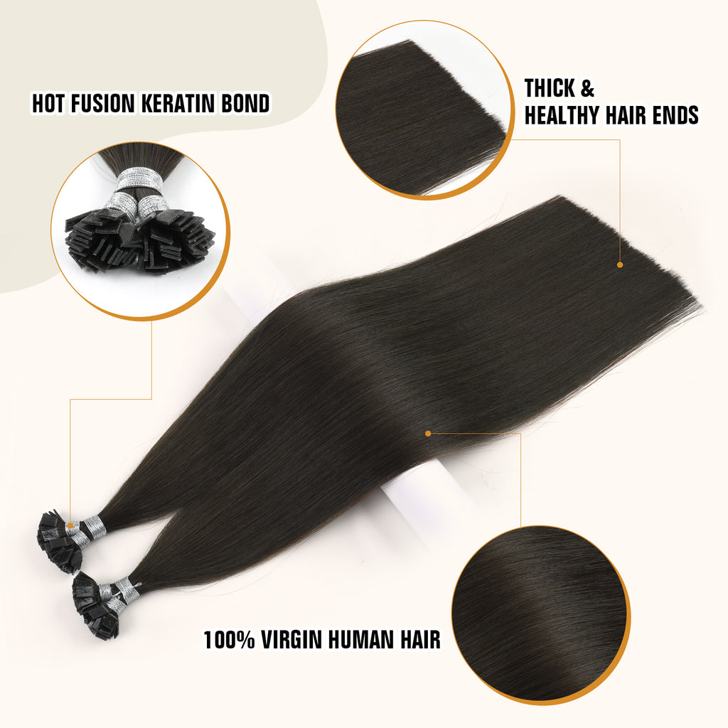 Keratin Bond Extensions Virgin Hair 1B# Off Black