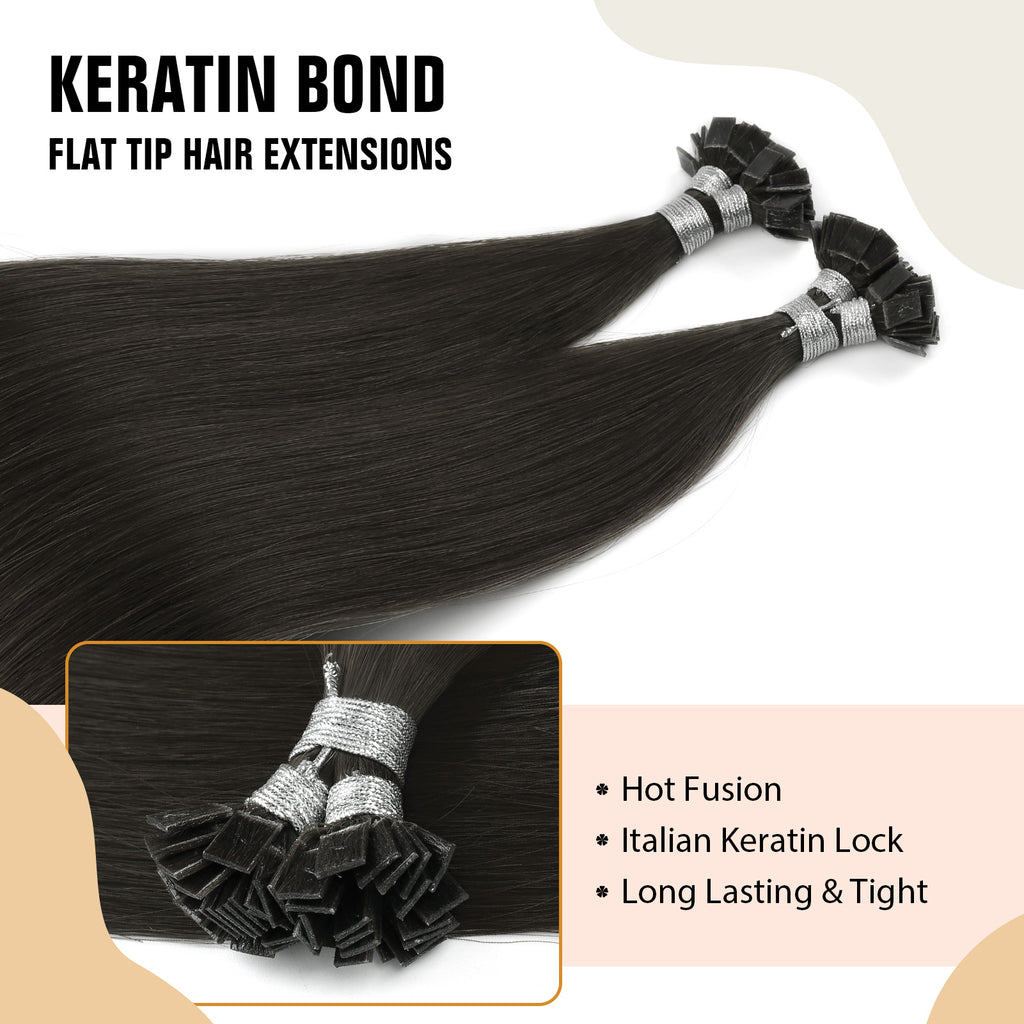 Keratin Bond Extensions Virgin Hair 1B# Off Black