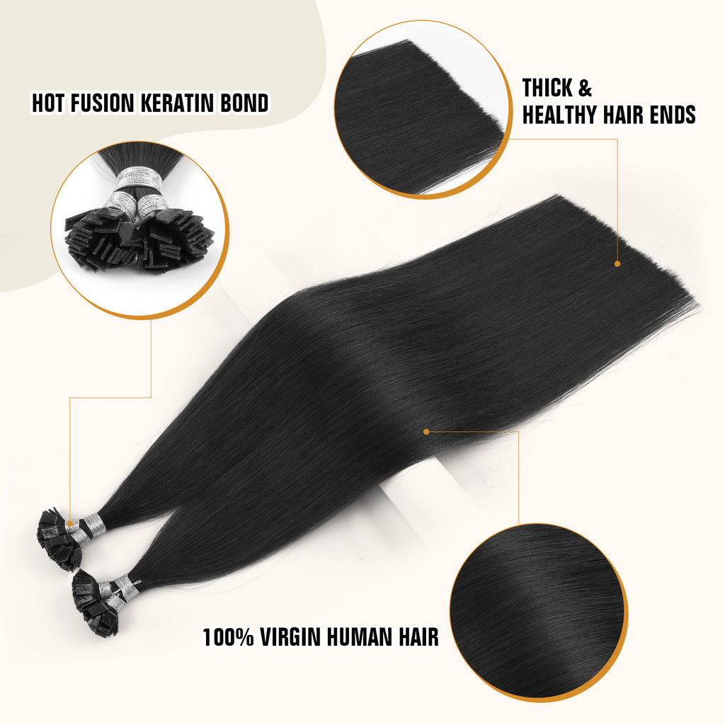Keratin Bond Extensions Virgin Hair 1# Jet Black