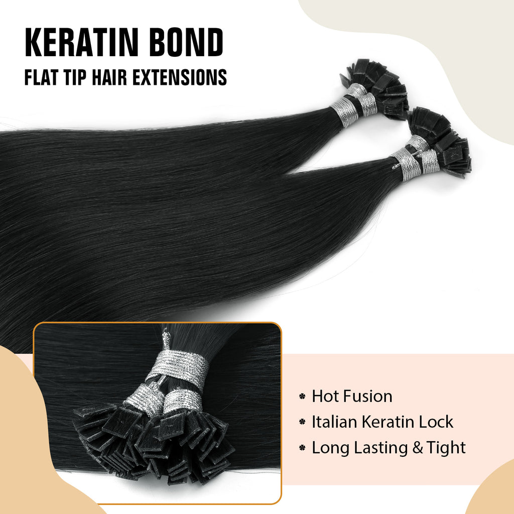 Keratin Bond Extensions Virgin Hair 1# Jet Black