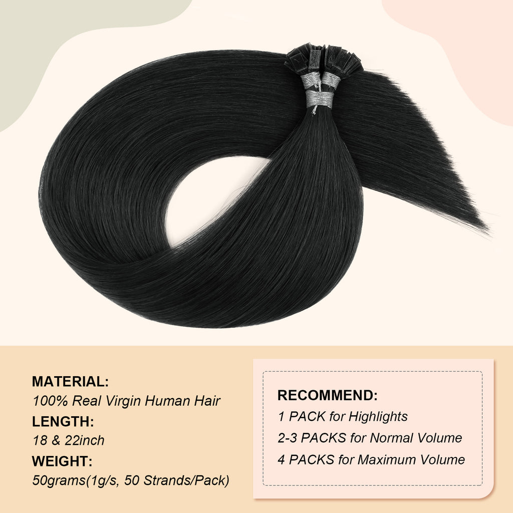 Keratin Bond Extensions Virgin Hair 1# Jet Black