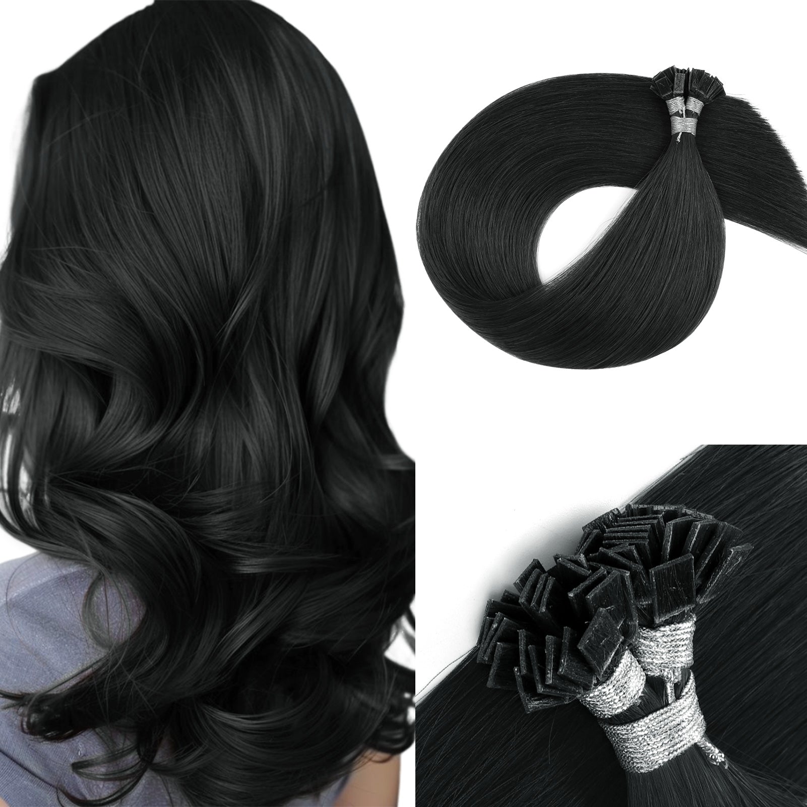 Keratin Bond Extensions Virgin Hair 1# Jet Black