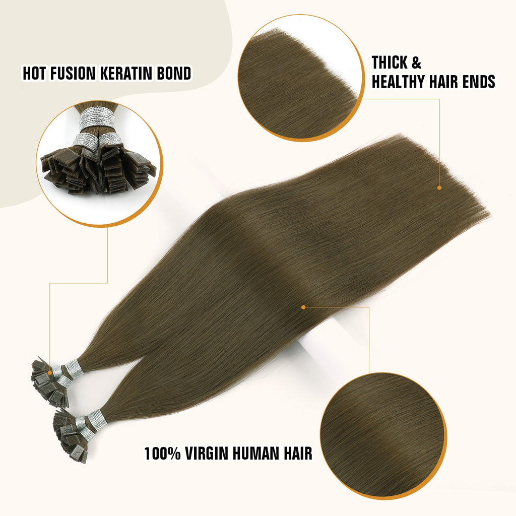 Keratin Bond Extensions Virgin Hair 3# Medium Ash Brown