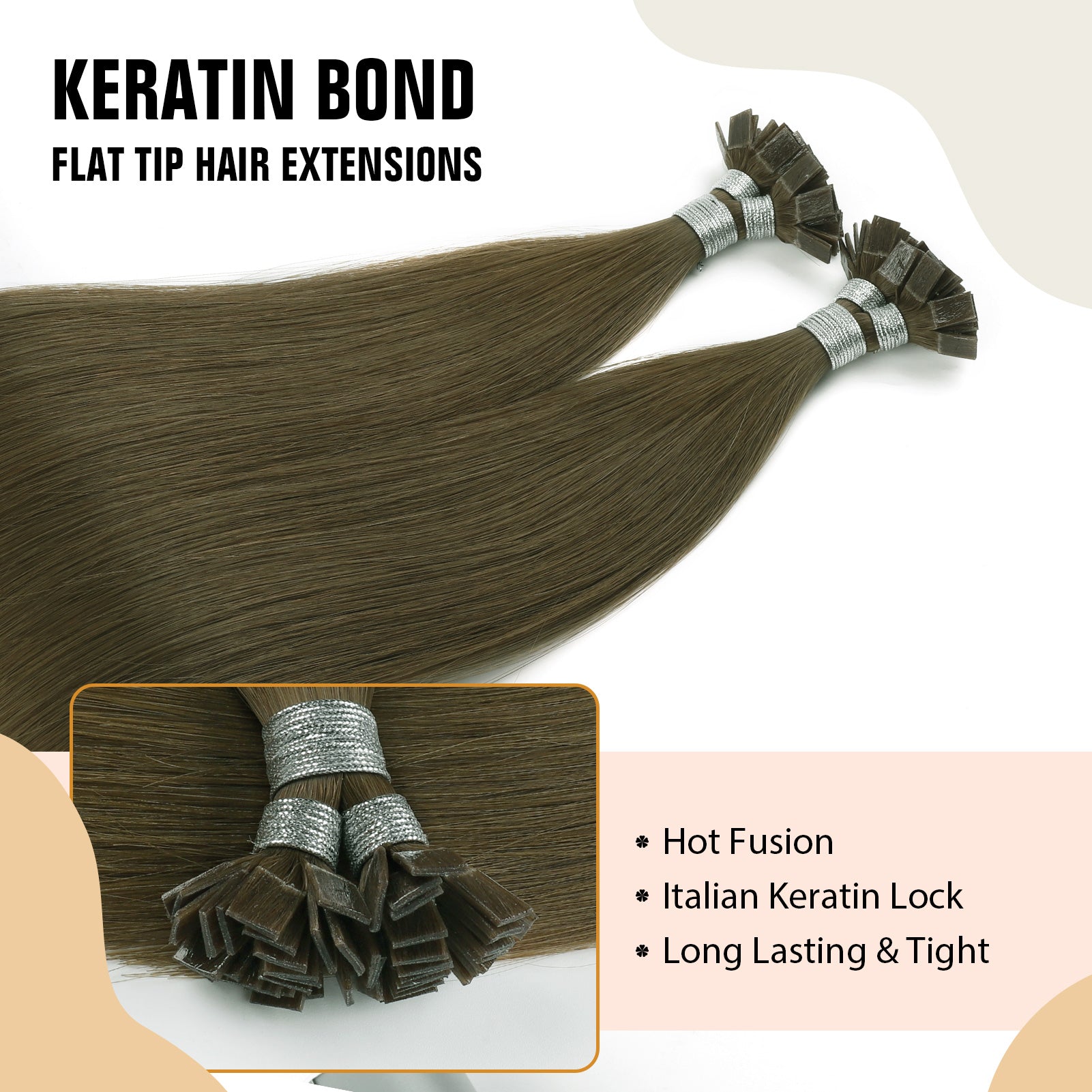 Keratin Bond Extensions Virgin Hair 3# Medium Ash Brown