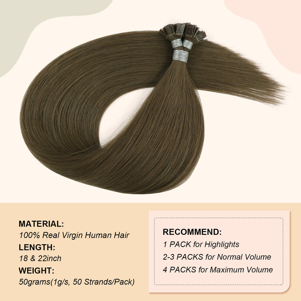 Keratin Bond Extensions Virgin Hair 3# Medium Ash Brown