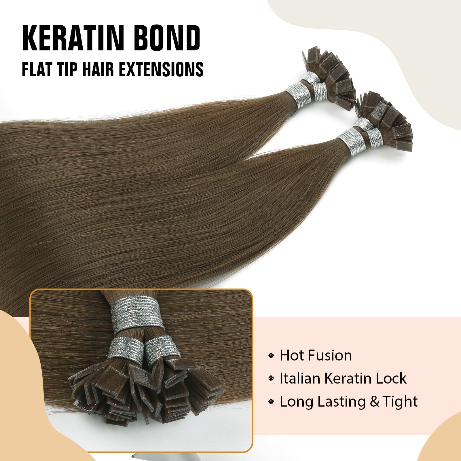 Keratin Bond Extensions Virgin Hair 4# Warm Chestnut Brown