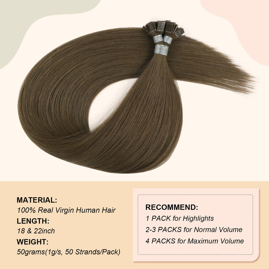 Keratin Bond Extensions Virgin Hair 4# Warm Chestnut Brown