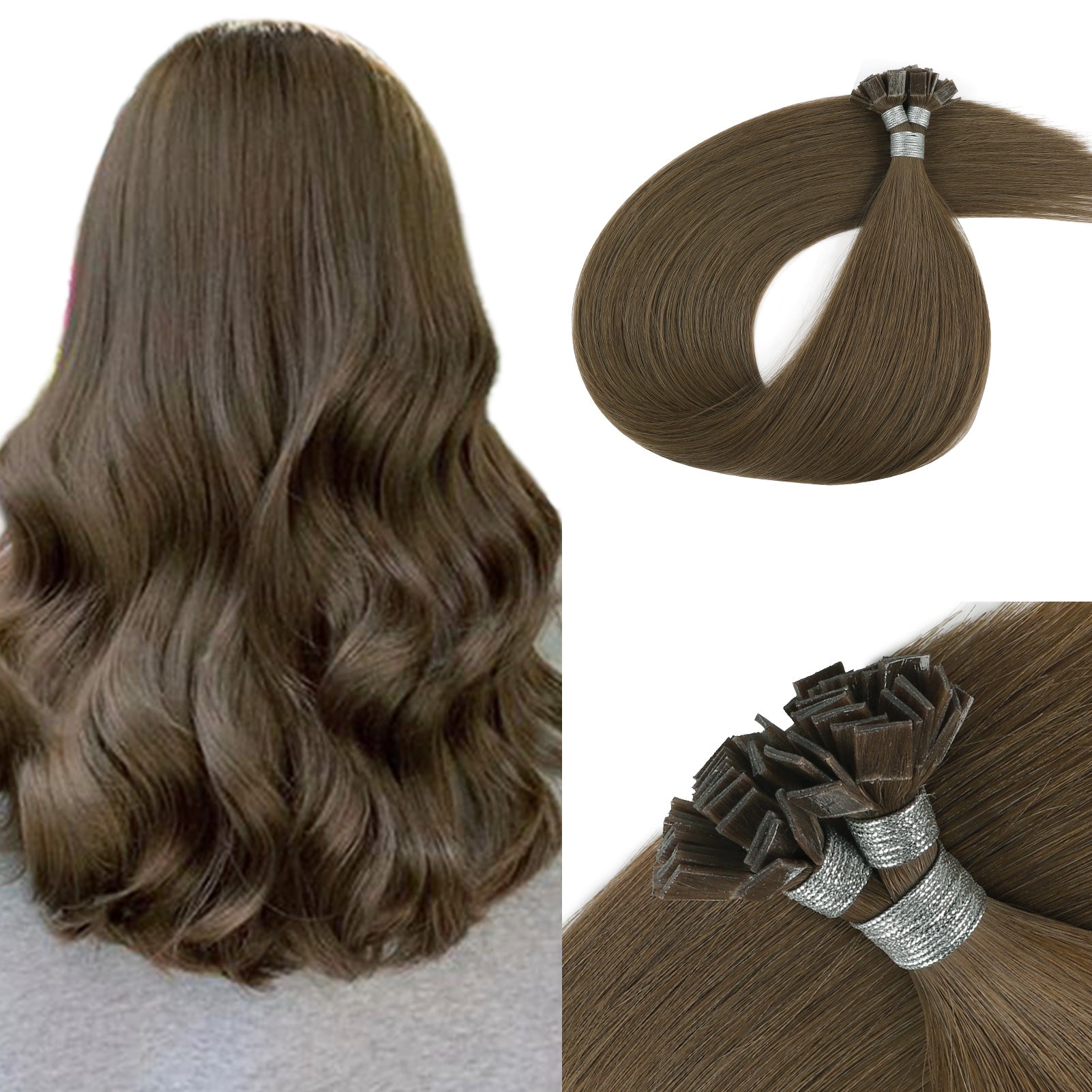 Keratin Bond Extensions Virgin Hair 4# Warm Chestnut Brown