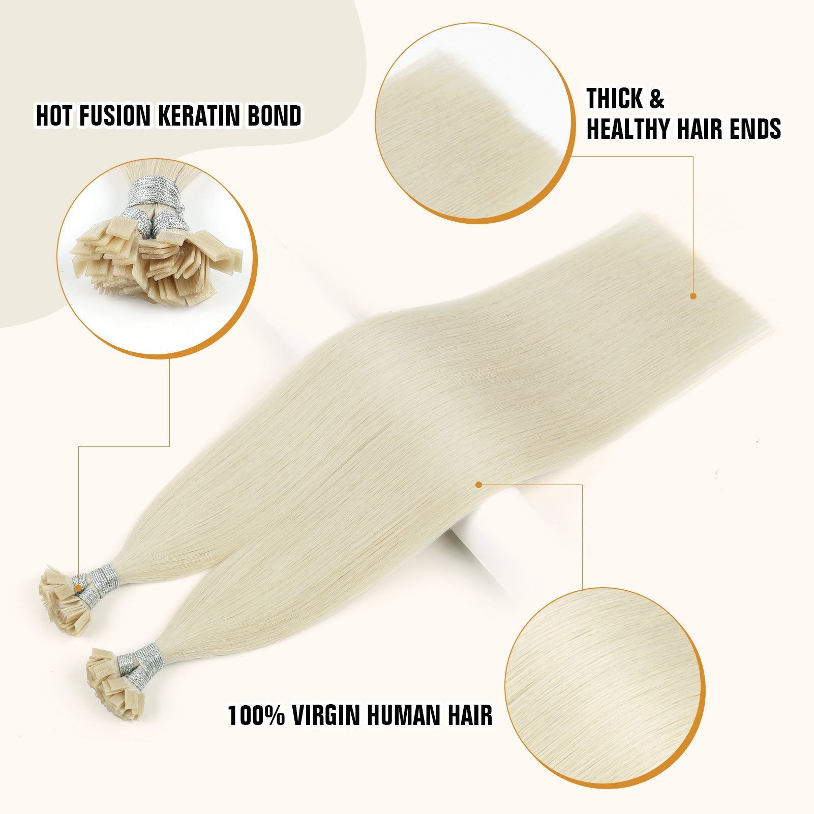 Keratin Bond Extensions Virgin Hair 60# Light Blonde