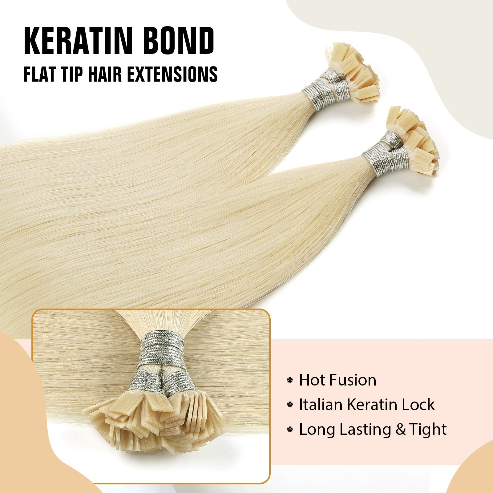 Keratin Bond Extensions Virgin Hair 613# Beach Blonde