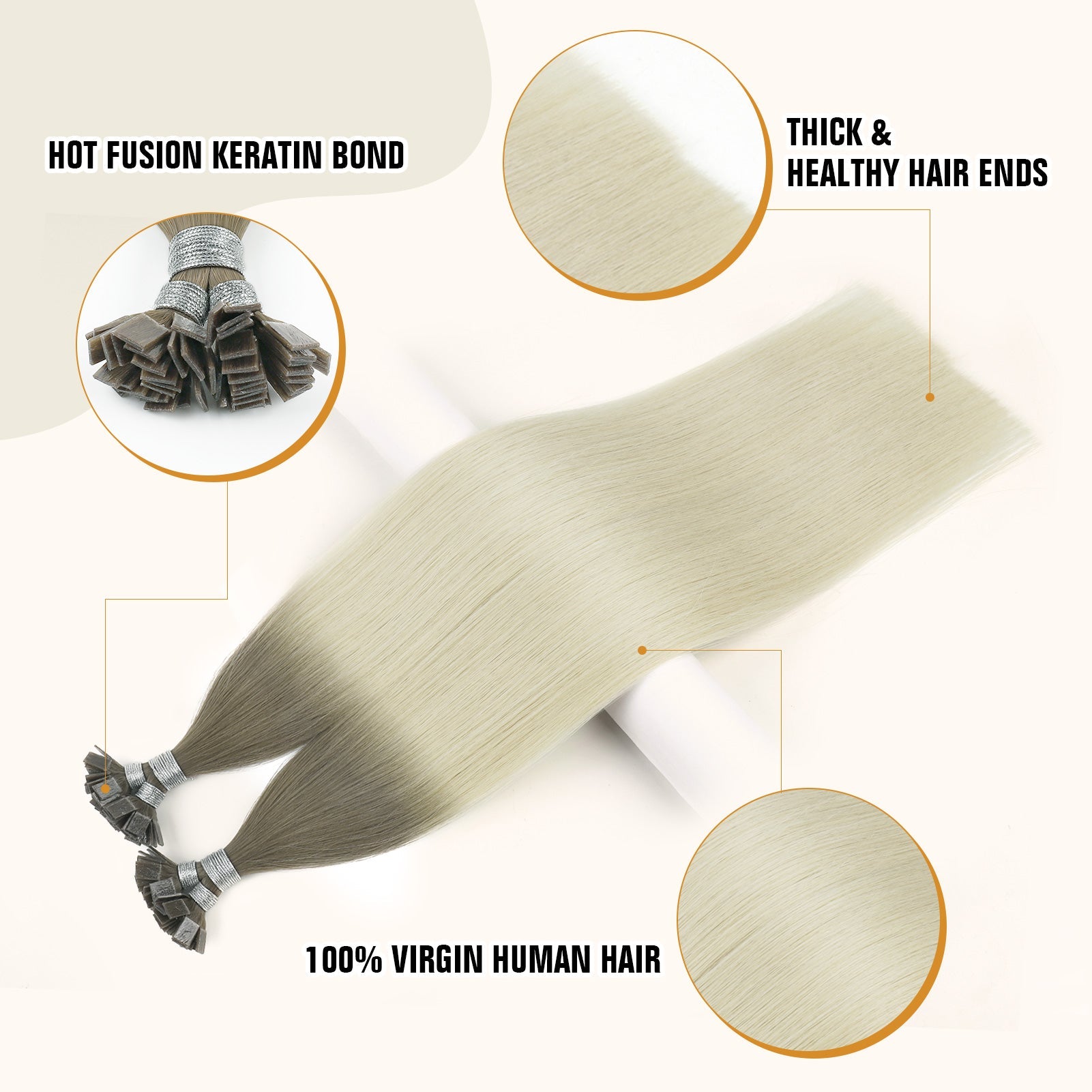 Keratin Bond Extensions Virgin Hair Ombre Color T16A/60A#
