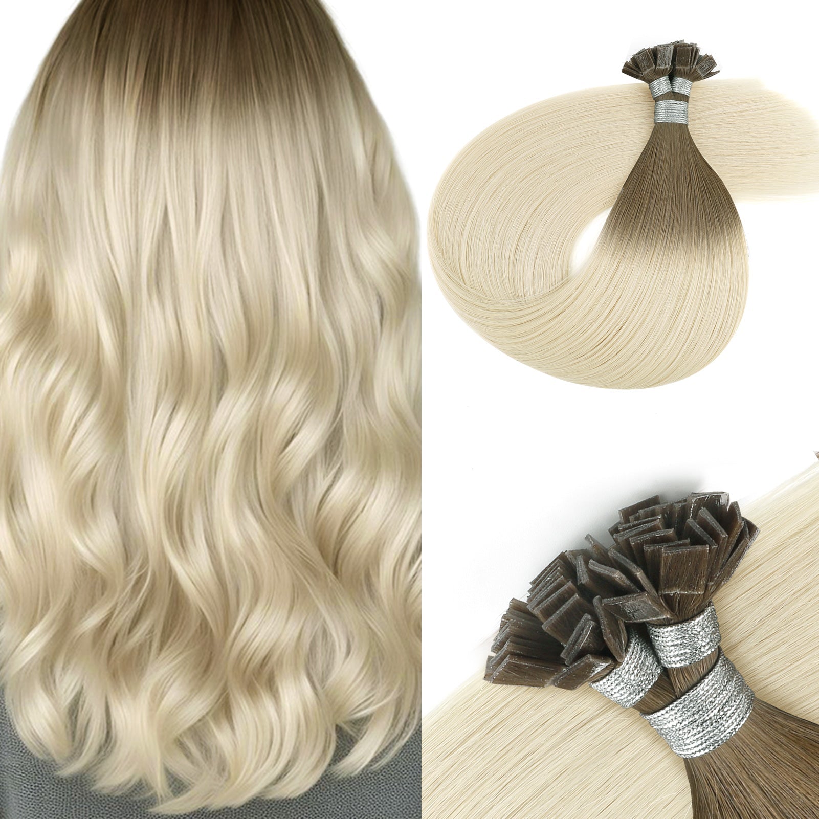 Keratin Bond Extensions Virgin Hair Ombre Color T9/60#