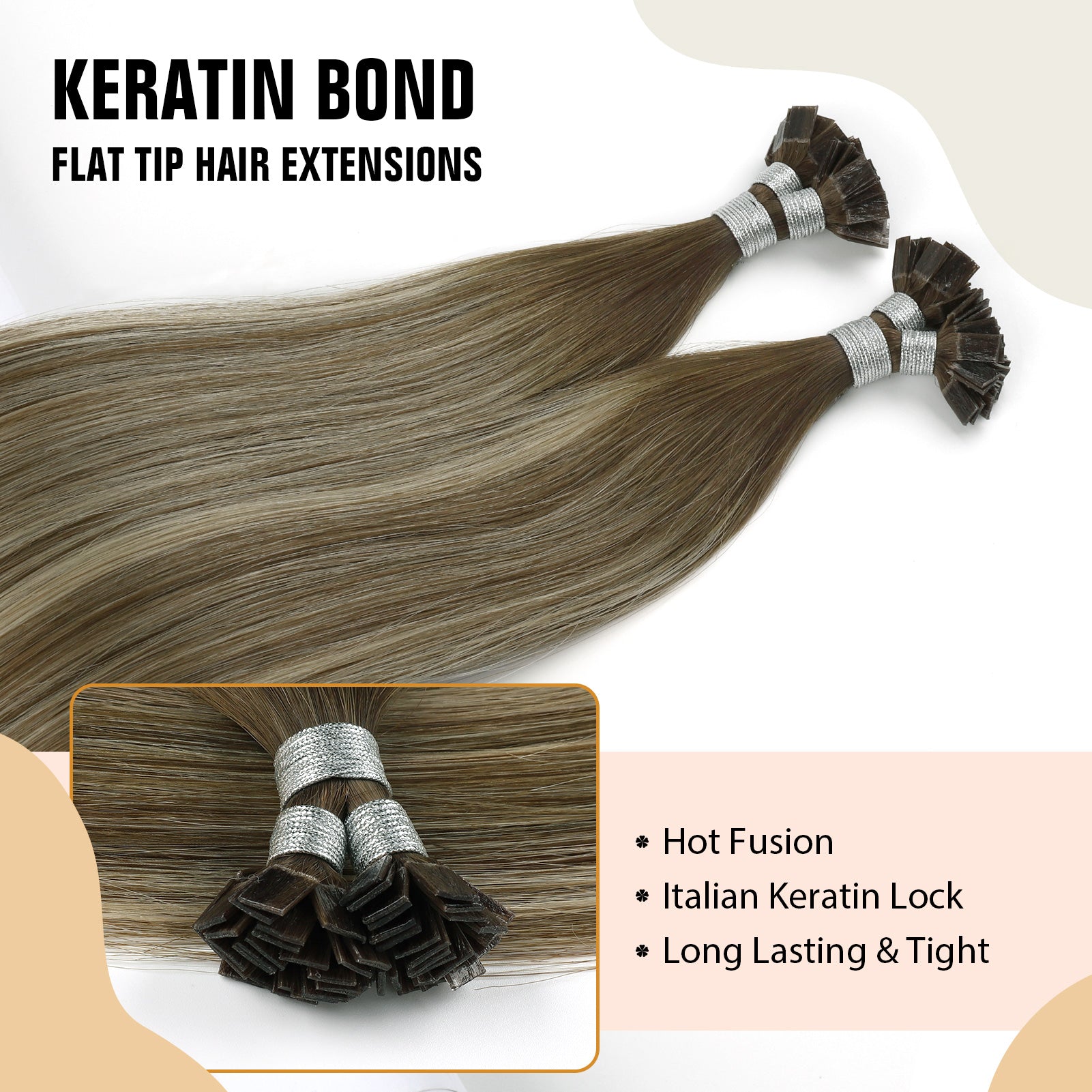 Keratin Bond Extensions Virgin Hair Rooted Highlights R3-P3/60#