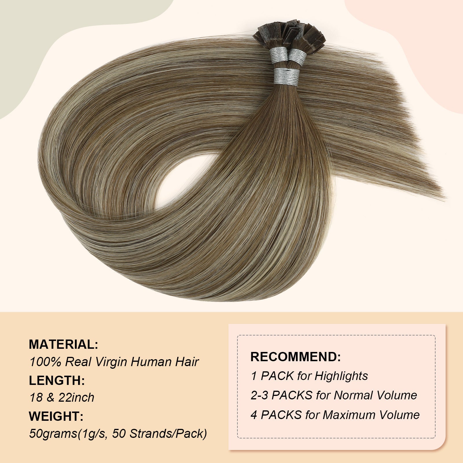 Keratin Bond Extensions Virgin Hair Rooted Highlights R3-P3/60#