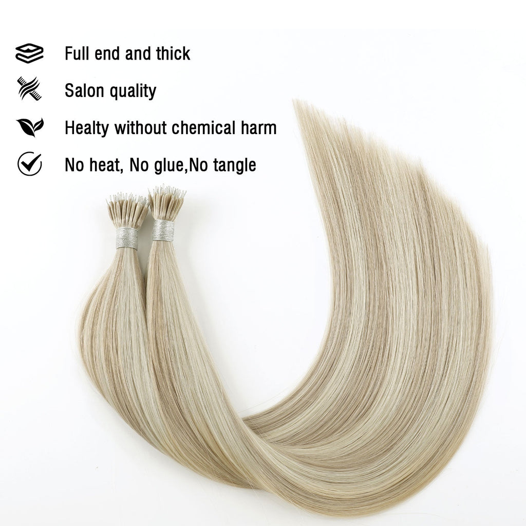 Virgin Nano Ring Hair Extensions Highlights P18A/60A#