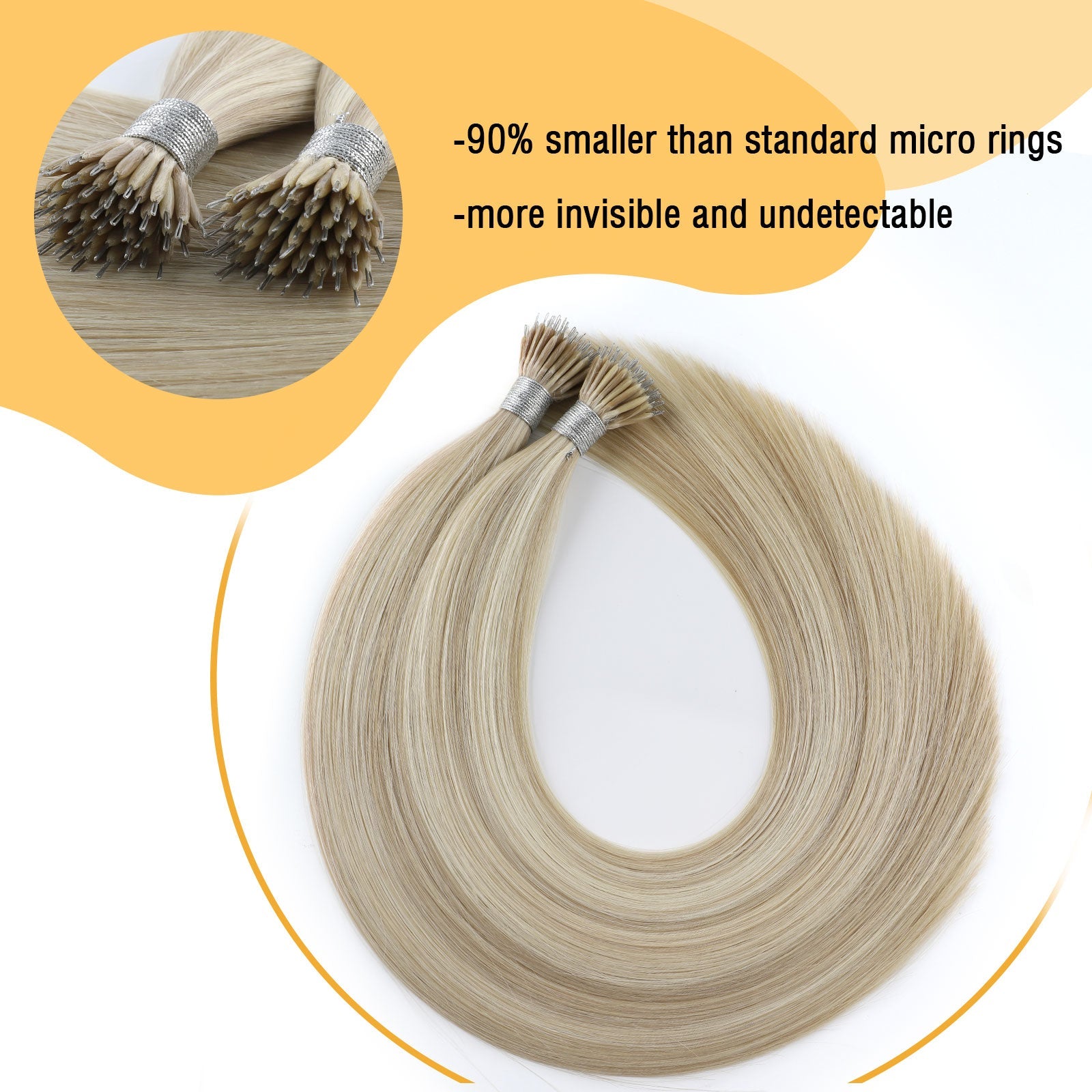Virgin Nano Ring Hair Extensions Highlights P18A/60A#