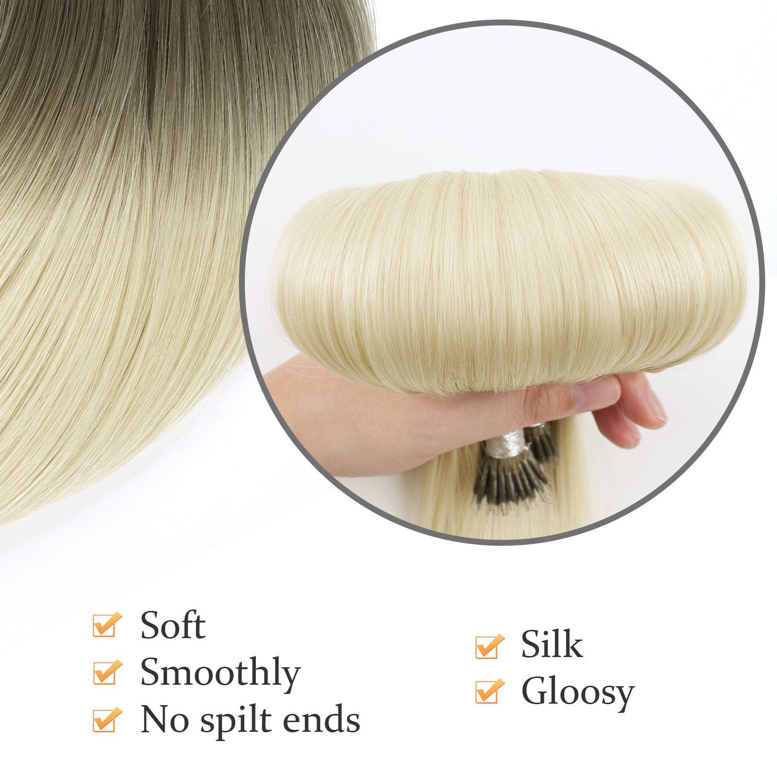 Virgin Nano Ring Hair Extensions Rooted R3/60#