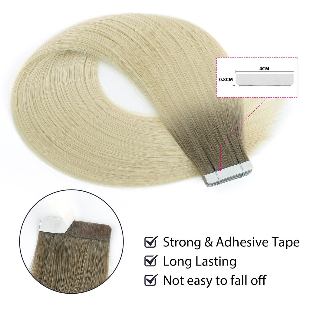 Virgin Tape in Hair Extensions Rooted R3/60#