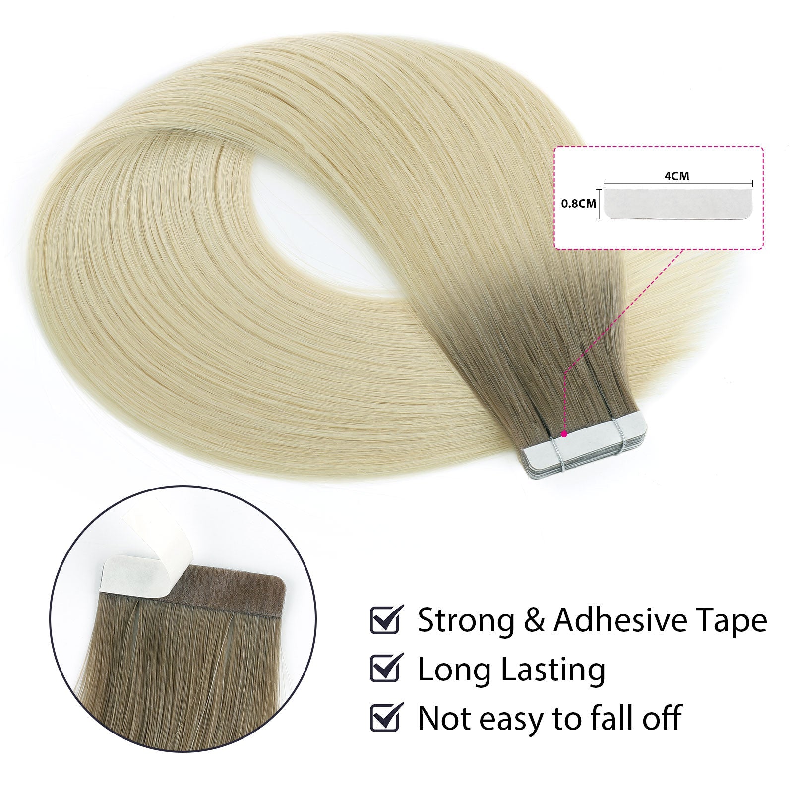 Virgin Tape in Hair Extensions Rooted R3/60#