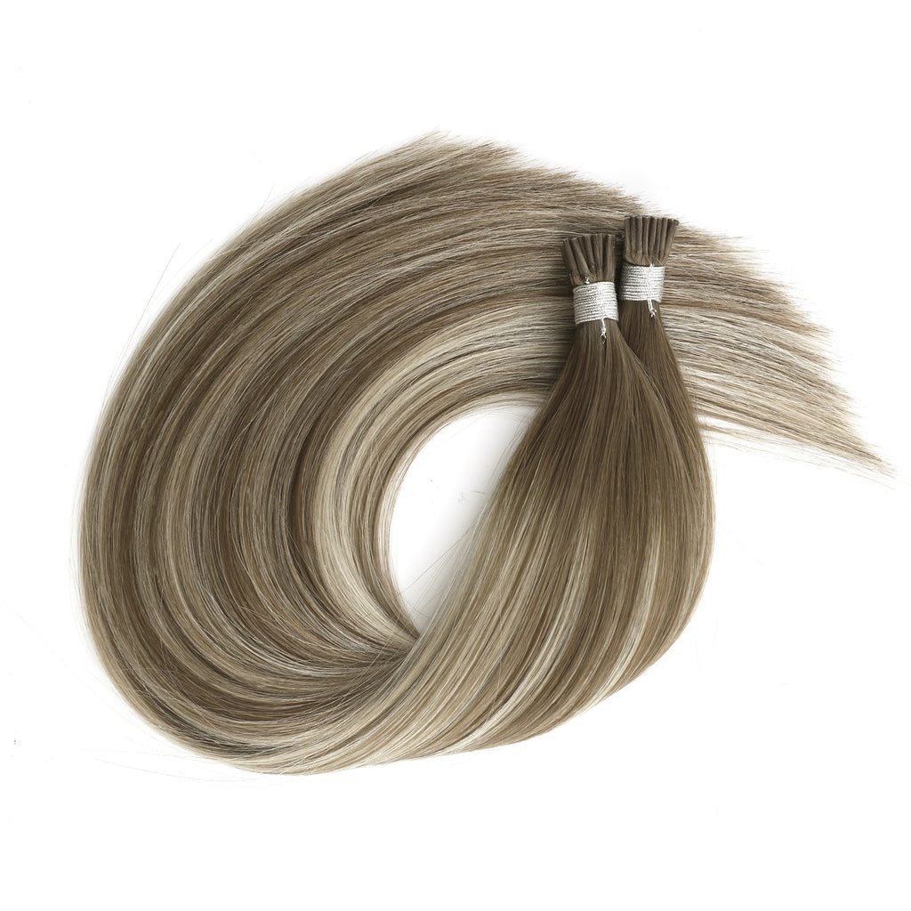I Tip Hair Extensions Virgin Hair Rooted Highlights R3-P3/60#