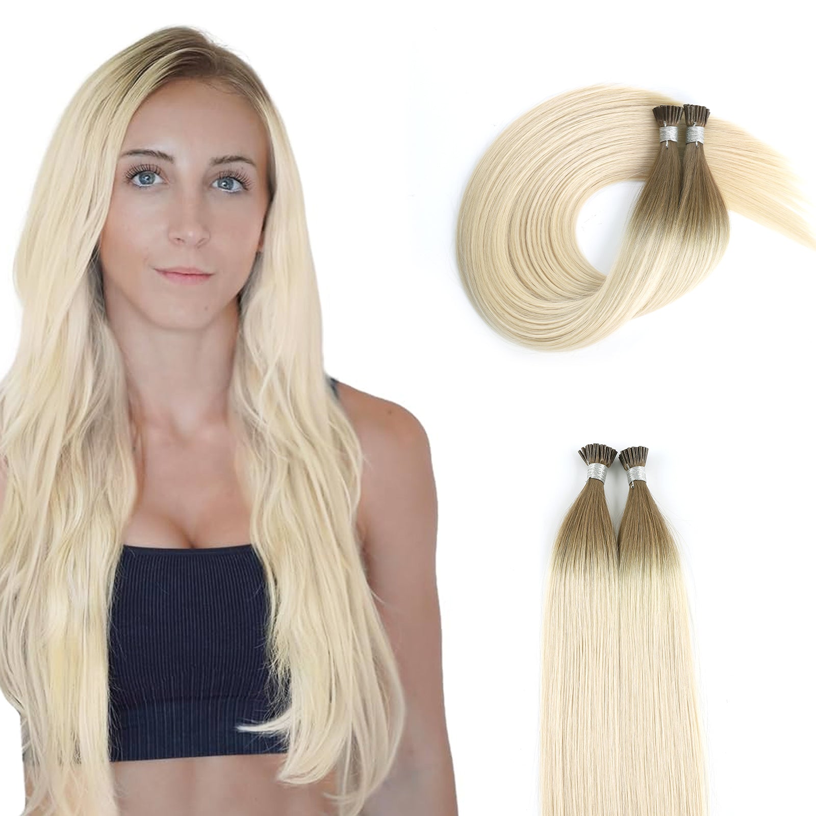 I Tip Hair Extensions Virgin Hair Ombre T9/60#
