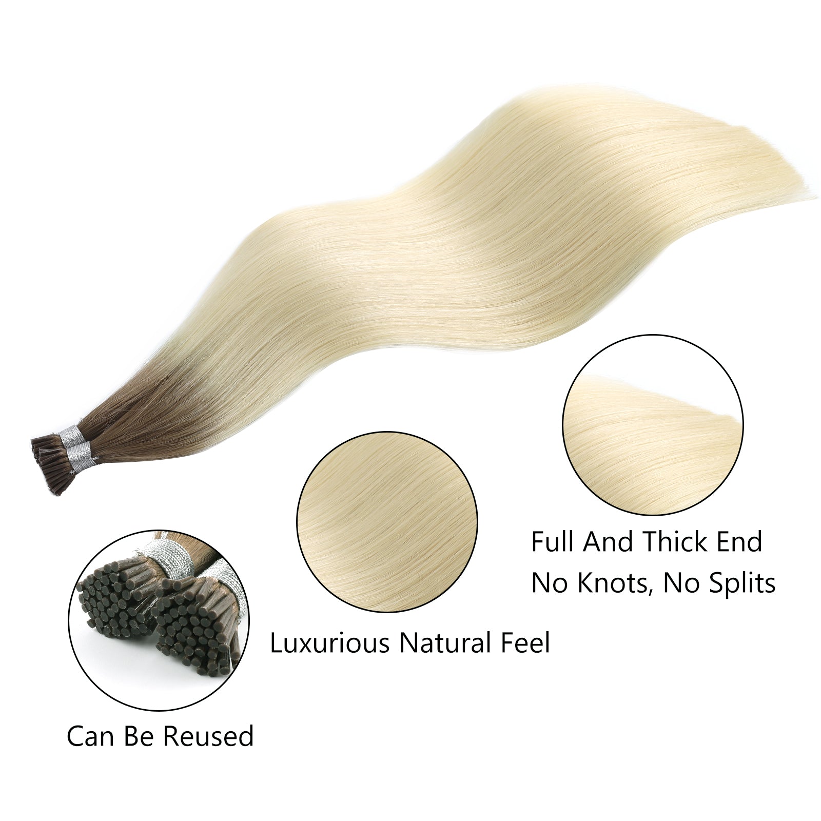 I Tip Hair Extensions Virgin Hair Ombre T9/60#