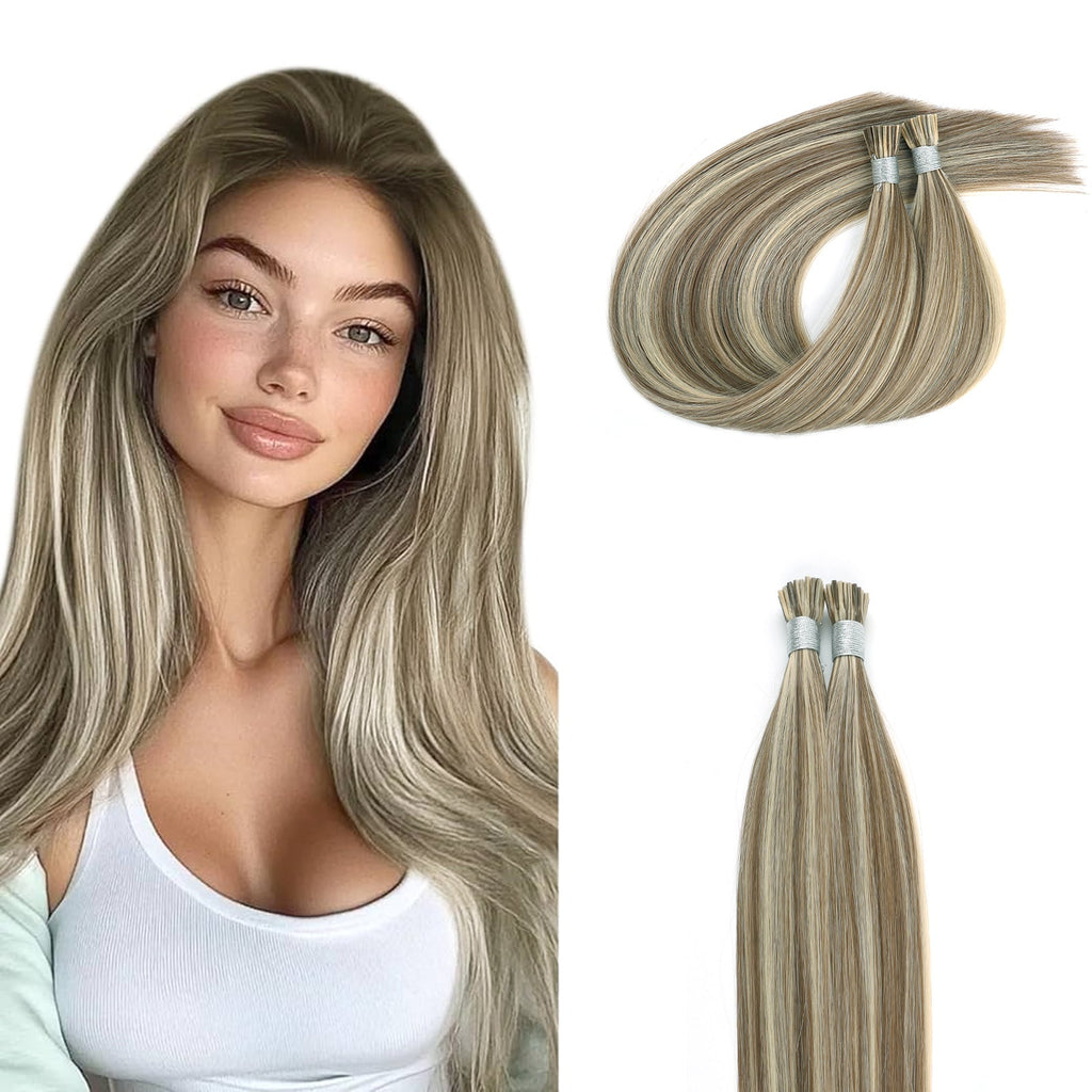 I Tip Hair Extensions Virgin Hair Highlights P6/24#
