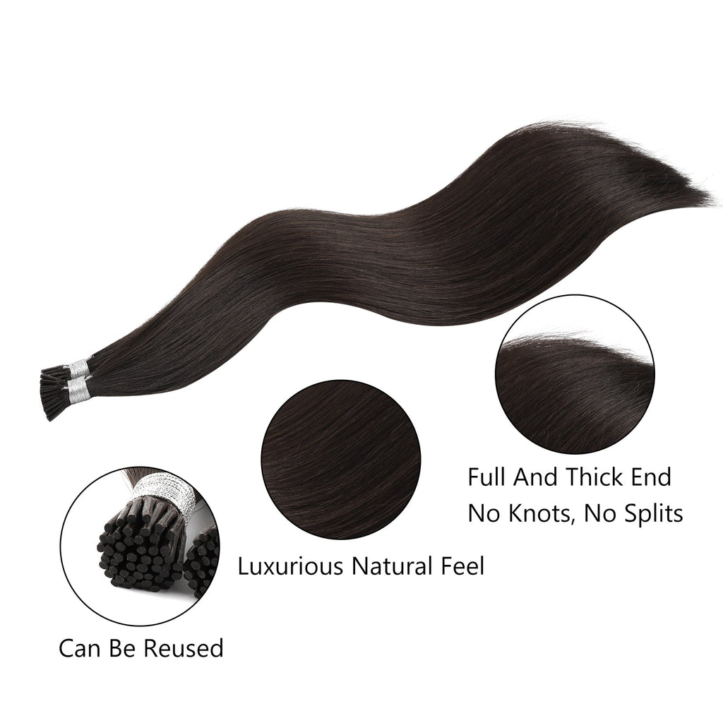 I Tip Hair Extensions Virgin Hair #1B Off Black