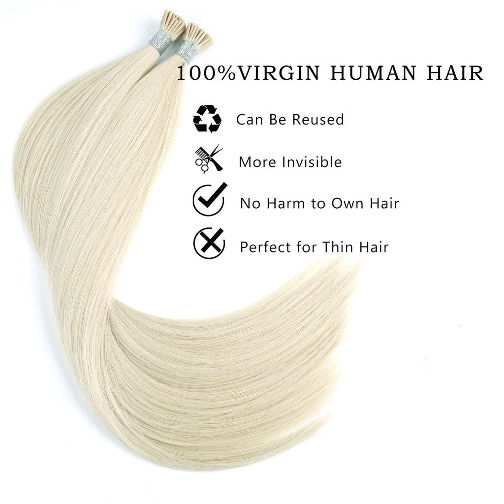 I Tip Hair Extensions Virgin Hair 60# Light Blonde