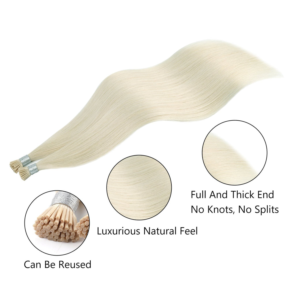 I Tip Hair Extensions Virgin Hair 60# Light Blonde